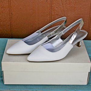 Anne Klein Aileen Leather Pumps Heels White NEW